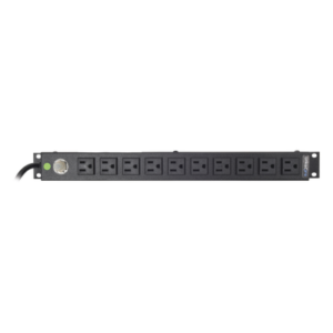 PDU Horizontal / 10 Contactos NEMA 5-15R / 15A / Rack 19" 1U / Cable 2.5 m (8.2 ft) / Reestablecedor 15A