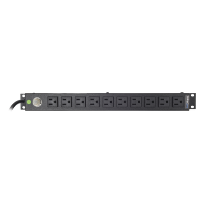 PDU Horizontal / 10 Contactos NEMA 5-15R / 15A / Rack 19" 1U / Cable 2.5 m (8.2 ft) / Reestablecedor 15A