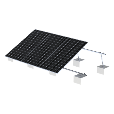Sistema de Montaje Solar / Aluminio AL6005-T5 / Ángulo Ajustable 10°-30° / Techos Planos / Torque 11-13 Nm / Patas Frontales Ajustables