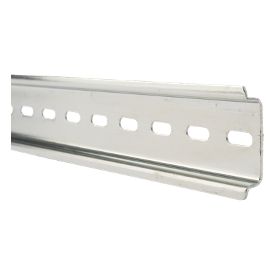Riel DIN / 35 mm x 7.5 mm / Acero Cromado Zinc / 1 m (3.3 ft) / Ranura Central 6 mm x 15 mm