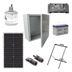 Kit Solar 12 Vcc / Panel 50 W / Controlador 10 A / Batería 100 Ah / Gabinete IP66 / Montaje en Poste