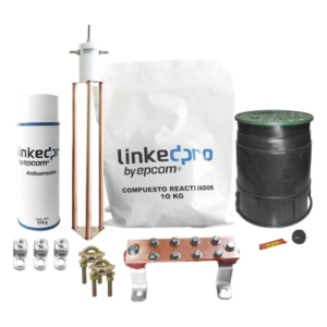 Kit Puesta a Tierra 30A / Electrodo Cobre Electrolítico / Diseño Delta / Filtro Equipotencial / Compuesto 12 kg / Barra Unión + Conectores + Registro