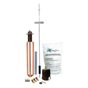 Kit de Pararrayos Dipolo Corona / Ángulo de Protección 72° / Mástil 1.2 m (3.9 ft) / Electrodo 45 A / Accesorios Completos de Instalación