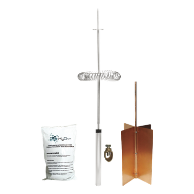Kit de Protección Contra Rayos / Ángulo de Protección 72° / Mástil 1.2 m (3.9 ft) / Electrodo Rehilete / Mejorador de Suelo 11 kg / Instalación en Poste o Torre
