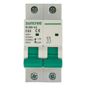 Interruptor Termomagnético / 2 Polos / 50 A / 400 Vca / Curva C / 6 kA / Riel DIN 35 mm
