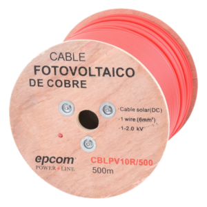 Cable Fotovoltaico / Conductor Cobre 6 mm² (10 AWG) / 2000 Vcc / Rango -40°C a 120°C / Resistencia UV y Ozono / Carrete 500 m (1640.4 ft)