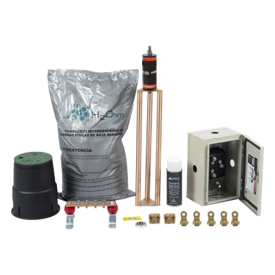 Kit de Puesta a Tierra / Electrodo Magnetoactivo 67 x 17 cm / Capacidad 100 A / Acoplador 1500 A / NEMA 4 / Libre de Mantenimiento 20 Años