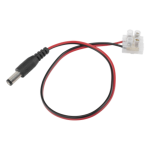 Cable de Alimentación DC / Calibre 18 AWG / Conector DC Macho 5.5x2.1 mm / Bloque Terminal Atornillable / Longitud 28.5 cm