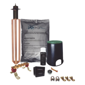 Kit de Tierra Física / Electrodo Magnetoactivo 45 A / Resistencia < 2 Ohm / Supresor de Picos SOHO / Instalación Permanente 20 Años