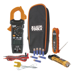 Kit Prueba HVAC / Multímetro Gancho TRMS / Termómetro Dual IR -40 a 300 °C / Detector NCVT 12-1000V CA / Ciclo Servicio / Linterna