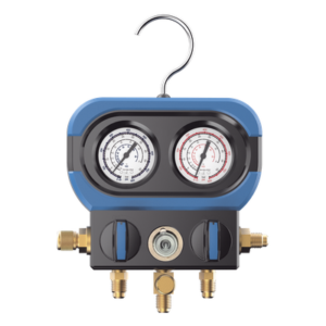 Manifold de 2 Válvulas / Presión Máxima 500 psi / Vacío -30 inHg / Multigas R22, R32/R410A, R404A, R407C / Conexión 5/16" SAE / Resistente a Impactos