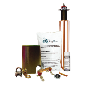 Kit de Puesta a Tierra / Electrodo 100 A / Resistencia < 2 Ohm / Compuesto H2OHM / Diseño Magnetoactivo / Cobre Electrolítico