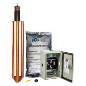 Kit de puesta a tierra / 100 A / Electrodo de cobre electrolítico / Acoplador 1500 A NEMA 4 / Filtro LCR / Compuesto mejorador