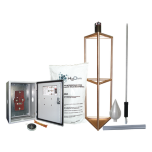 Kit de Protección Contra Rayos / 300 m (984.3 ft) de Diámetro de Protección / Punta Captadora con 95% de Reducción de Caída / Mástil de Aluminio 1.2 m (3.9 ft) / Electrodo 1000 A / Sistema Externo e Interno Combinado