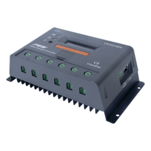 Controlador Solar de Carga PWM / 30 A / 12/24 V / Display LCD / RS485 Modbus / 4 Botones Configurables