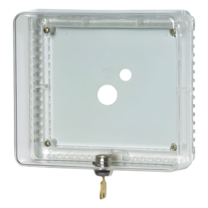 Guarda Antimanipulación para Termostato / Policarbonato Transparente / Montaje Vertical u Horizontal / Cerradura con Llave / Tamaño Mediano