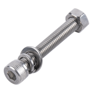 Tornillo Allen Milimétrico / Acero Inoxidable 304 / M8-1.25 x 35 mm / Con Tuerca y Arandelas / DIN 127 / 85-150 ksi