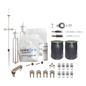 Kit Pararrayo con Accesorios de Instalación en Torre / 30 m (98 ft) / Radio Cobertura 72° / Cable 1/0 AWG / Conectores Cal. 4-2/0 AWG