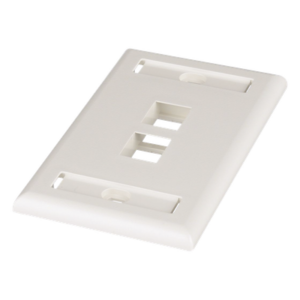 Placa de Pared Vertical / 2 Puertos Keystone / Espacio para Etiquetas / Blanco Mate / ABS / 69.8 x 114.3 mm