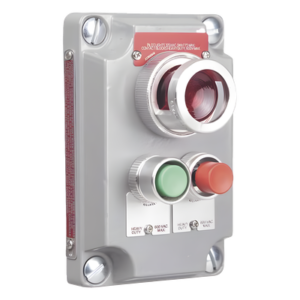 Cubierta para Estación de Control / 2 Botones Pulsadores Rojo-Verde / Luz Piloto Roja / Áreas Clasificadas Clase I Div 1&2 / NEMA 7(C,D) 9(E,F,G)