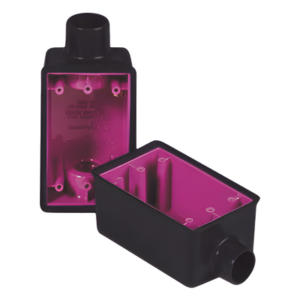Caja Rectangular / 3/4 Pulgada / 1 Entrada / Recubrimiento PVC 40 mils / Uretano Púrpura 2 mils / IK09