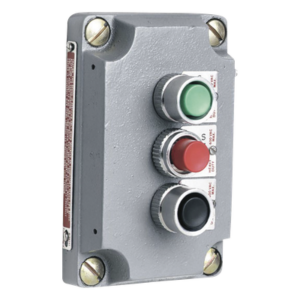 Cubierta para Estación de Control / Tres Botones Pulsadores Rojo-Verde-Negro / Aluminio Libre de Cobre / Áreas Clasificadas Clase I Div 1 y 2 / NEMA 7 y 9