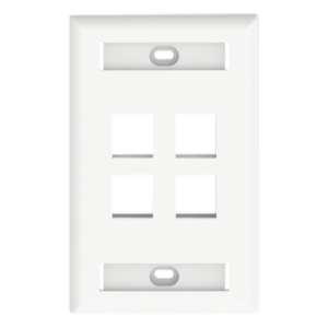 Placa de Pared Vertical / 4 Puertos Keystone / Espacios para Etiquetas / ABS / 69.8 x 114.3 mm