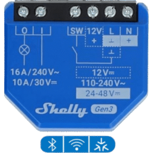 Relé Inteligente Wi-Fi / 16A / Contacto Seco / 110-230V AC / 12-48V DC / Control por Voz / 41x36x16 mm