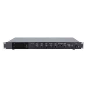Amplificador de Audio / 1 Canal / 350 W RMS / Sistema 100V y Baja Impedancia 4-16Ω / 4 Entradas Micrófono Balanceadas / Bluetooth / USB / SD / FM / Montaje Rack