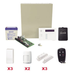Kit de Alarma Inalámbrico / 40 Zonas Inalámbricas / 8 Zonas Cableadas / 3 Contactos Magnéticos / 2 Detectores PIR / Control Remoto / Total Connect
