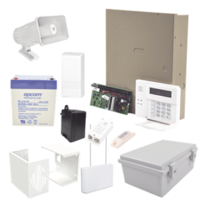 Kit de Alarma Vecinal / Panel 48 Zonas / 40 Botones de Pánico Inalámbricos / Sirena 30 W / 3 Particiones / Contact ID
