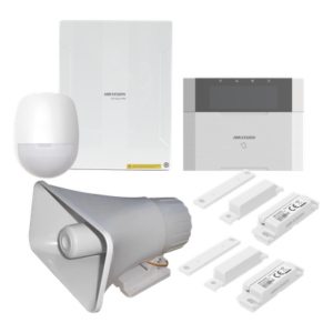 Kit Panel de Alarma Híbrido / 64 Zonas Cableadas e Inalámbricas / Teclado LCD con Lector de Tags / Sirena 120 dB IP65 / PIR 18 m Inmunidad Mascotas 10 kg