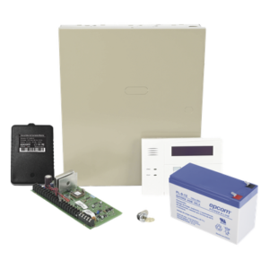 Kit de Panel de Alarma / 48 Zonas / 3 Particiones / Teclado Alfanumérico con Receptor Inalámbrico / Batería de Respaldo 12V 9Ah / Gabinete Metálico