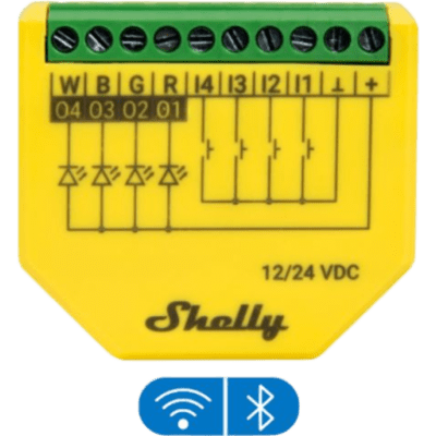 Controlador LED RGBW / Wi-Fi 2.4 GHz / 4 Canales / 12A / 12-24V / Medición de Consumo / Compatibilidad Alexa y Google Home