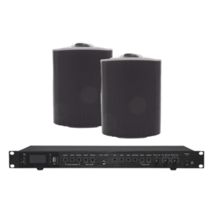Amplificador de Audio / 2 x 60W / Baja Impedancia 4-8Ω / Bluetooth USB SD FM / 3 Entradas Micrófono / Efectos Delay Echo Repeat / 2 Bocinas Exterior 5.25'