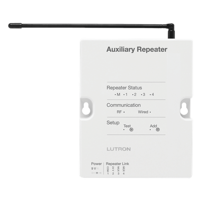 Repetidor RF / Alcance 305 m (1000 ft) / Enlace RS485 o Inalámbrico / Hasta 4 Unidades por Sistema / Memoria ante Fallas