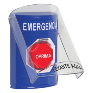 Botón Multipropósito / Superficie / Policarbonato / 2 Relevadores Forma C / LED Tricolor / Emergencia Español / Interior / Sin Bocina Pre-Alarma / Llave Restablecer