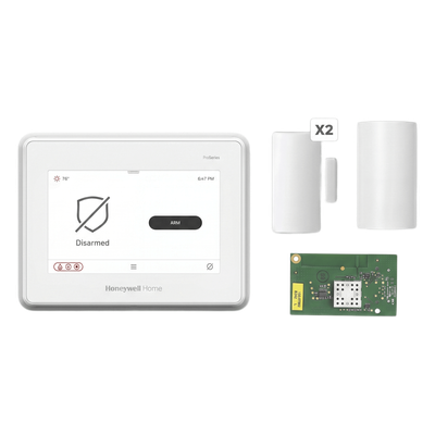 Kit de Alarma / Panel Táctil 7 Pulgadas / 250 Zonas / WiFi y Z-Wave Plus / PIR 12 x 17 m (39.4 x 55.8 ft) / 2 Contactos Magnéticos / Sirena 85 dB