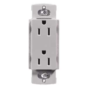 Contacto Dúplex de Pared / 15 A / 125 V / Placa Frontal Gris / Instalación Sin Tornillos Visibles / Compatible Multi-Gang