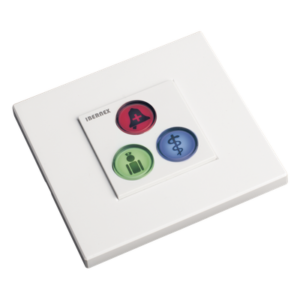 Módulo de Botones para Sistema de Llamadas / 3 Teclas Iluminadas / Retroalimentación Táctil y Audible / BUS RS485 / 12 V / Empotrado o Superficie