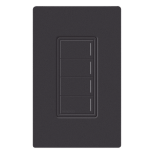 Botonera de Pared para Sistema de Automatización / 4 Botones de Escena / Retroiluminada / Alimentación 120-277 V / RF Clear Connect Type X / 75 ft (22.9 m) / Acabado Midnight