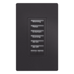 Teclado Híbrido de Pared / 6 Botones Programables / Atenuador Integrado 450 W / Control RF 431-437 MHz / Acabado Midnight