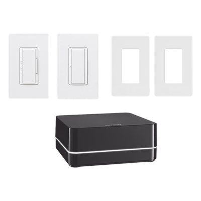 Kit de Control de Iluminación / Repetidor Principal / Atenuador 600 W / Interruptor 8 A / 2 Placas Claro / App y Asistentes de Voz