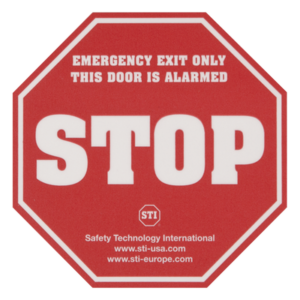 Etiqueta de Advertencia / Puerta con Alarma / Adhesivo / Resistente a Condiciones Extremas / Tamaño Estándar Comercial