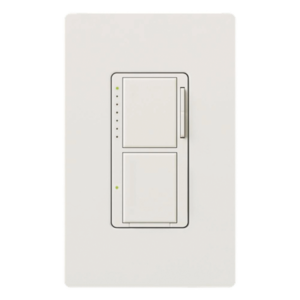 Atenuador e interruptor doble / 300 W incandescente-halógeno / interruptor 2.5 A / 120 V~ 60 Hz / unipolar / línea Maestro acabado Snow