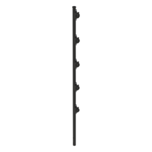 Poste para Cerca Electrificada / Acero Galvanizado Cal. 18 / 1.2 m (3.9 ft) / 5 Aisladores de Paso / Pintura Electrostática Negra / Fijación en Concreto