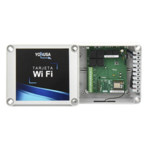Modulo WIFI con gabinete para uso en Energizadores YONUSA/Aplicación sin costo/Activación Remota de 4 salidas tipo Relay con alta capacidad.
