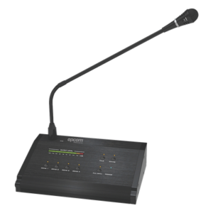Micrófono de Voceo / 4 Zonas / Comunicación 1 km (3280.8 ft) / Conexión RJ45 / Medidor de Nivel 10 Segmentos / Alimentación 24V DC