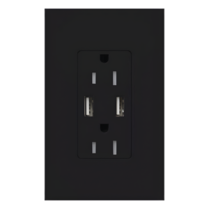 Tomacorriente de Pared / 15 A / 2 Puertos USB Tipo A / 3.8 A / Resistente a Manipulaciones / Color Midnight