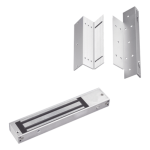 Kit de Control de Acceso / Chapa Magnética 280 kg (600 lbs) / Brackets Ajustables L y Z / LED Indicador de Estado / Aluminio Reforzado